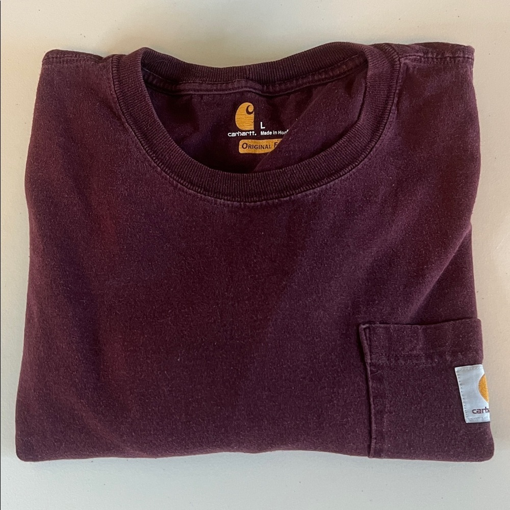 Carhartt Original Fit Short Sleeve TShirt Burgundy Size Large